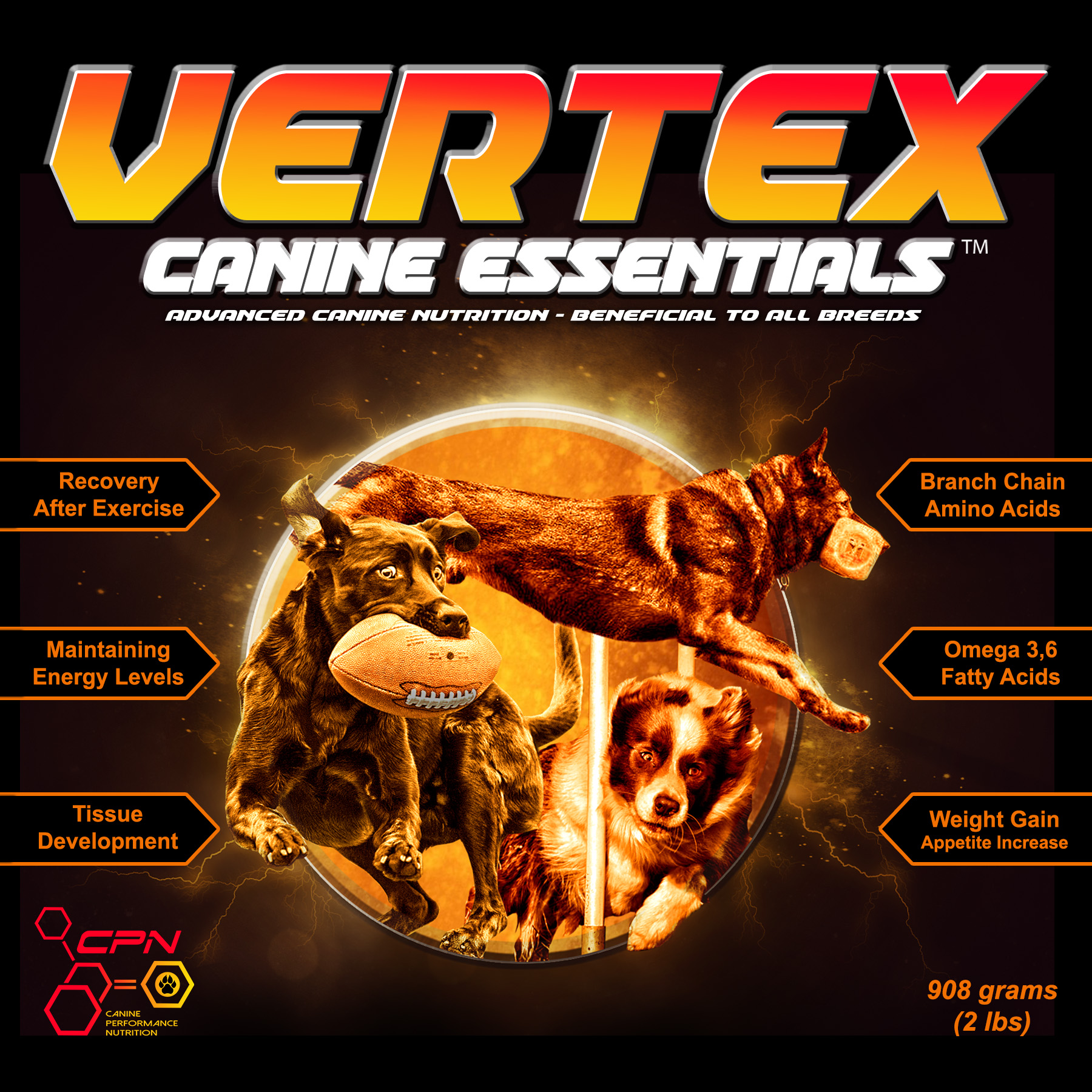 Vertex Canine Essentials, performance dog canine supplements from Canine Performance Nutrition