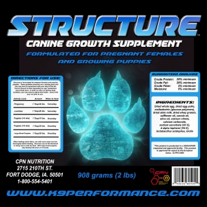 Structure muscle supplements for dogs, and dog supplements for joints by Canine Performance Nutrition